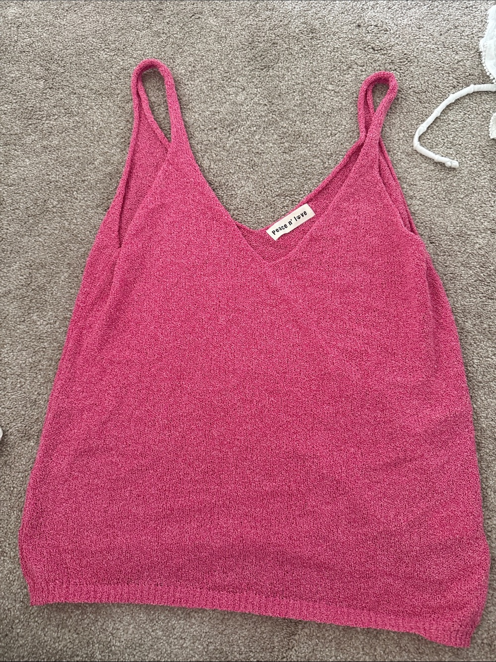Peace of Love Pink V-Neck Knit Camisole